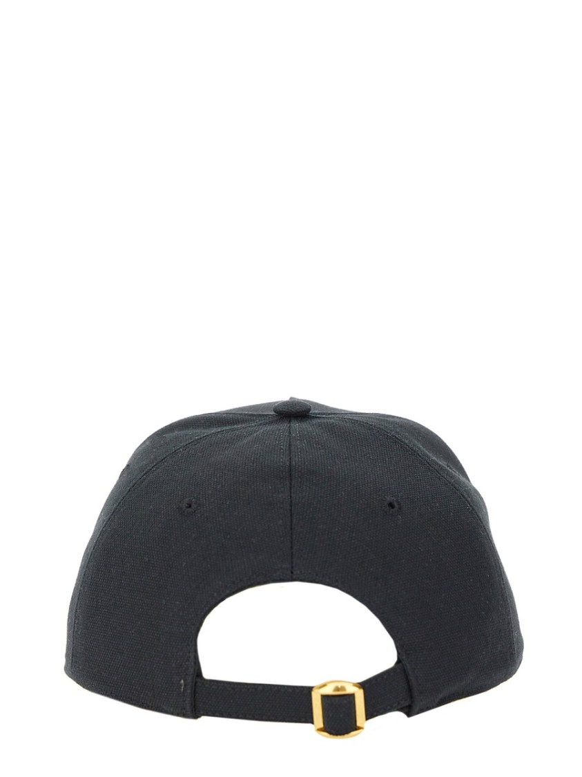 Valentino Garavani Black Baseball Cap With Butter Logo In Adjustable Cotton Women