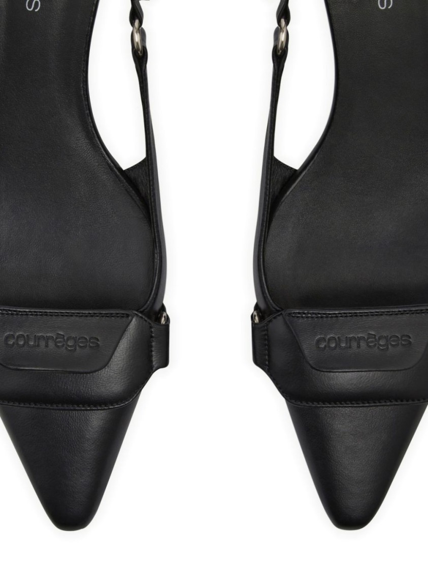 Courrèges Racer Pointed-toe Slingback Pumps In Black