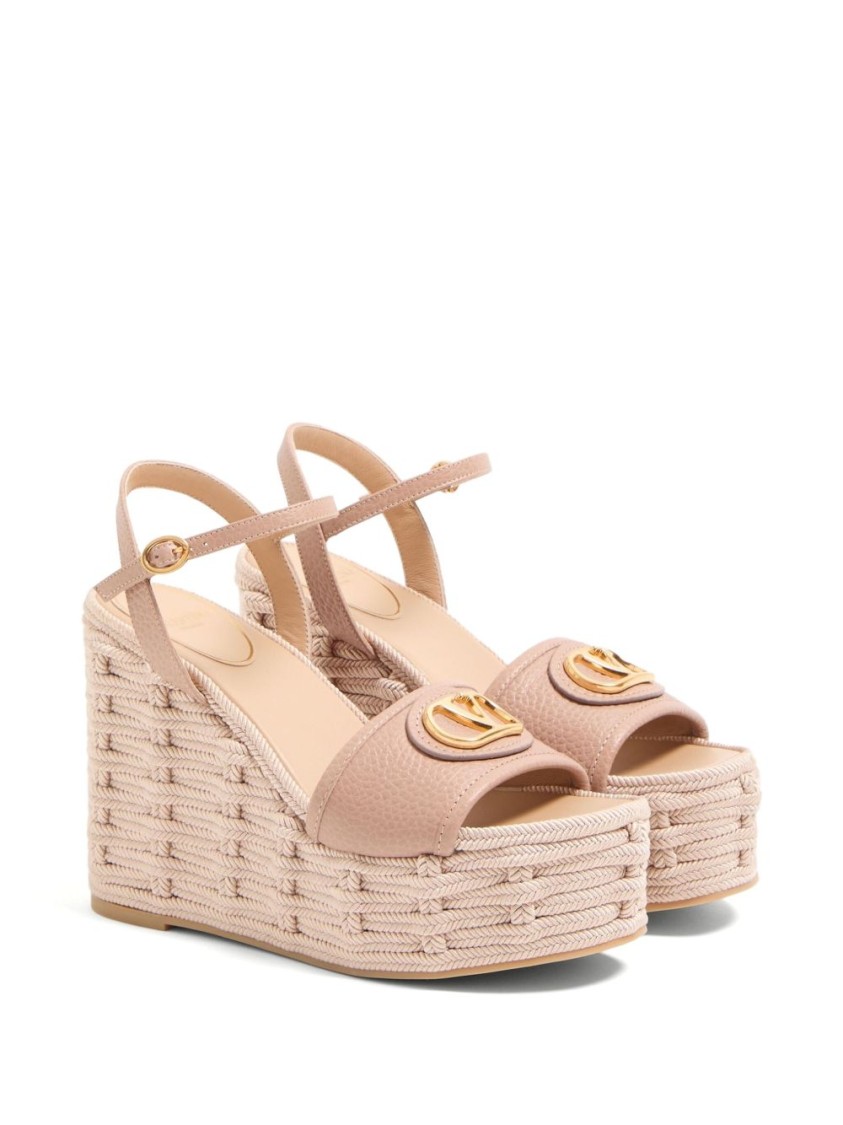 Valentino Garavani Espadrille-style Flat Shoes With Textured Upper In Neutral