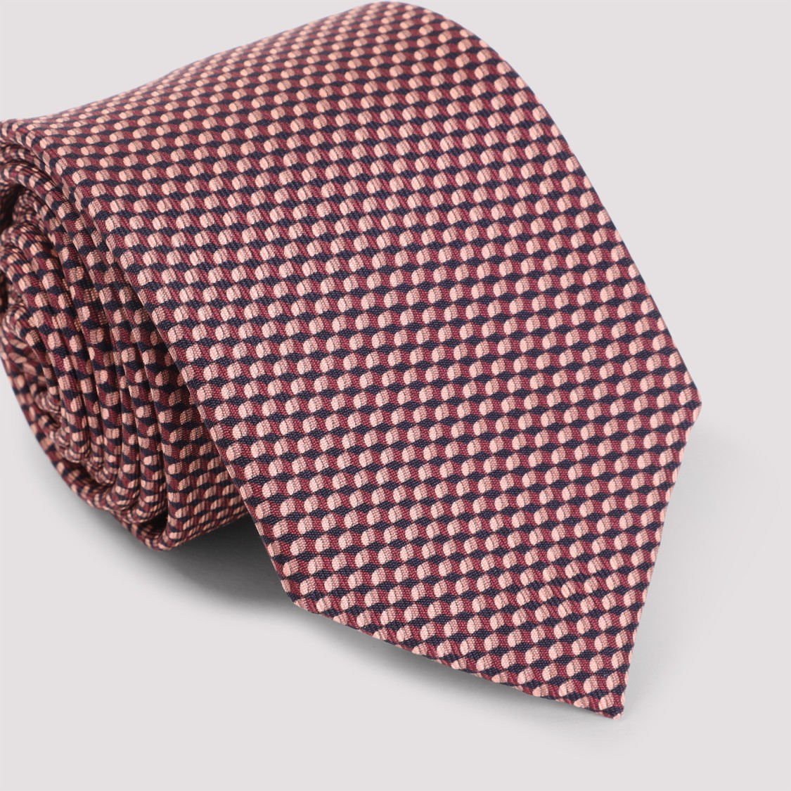Brioni Check Pattern Silk Tie With Refined Texture In Red