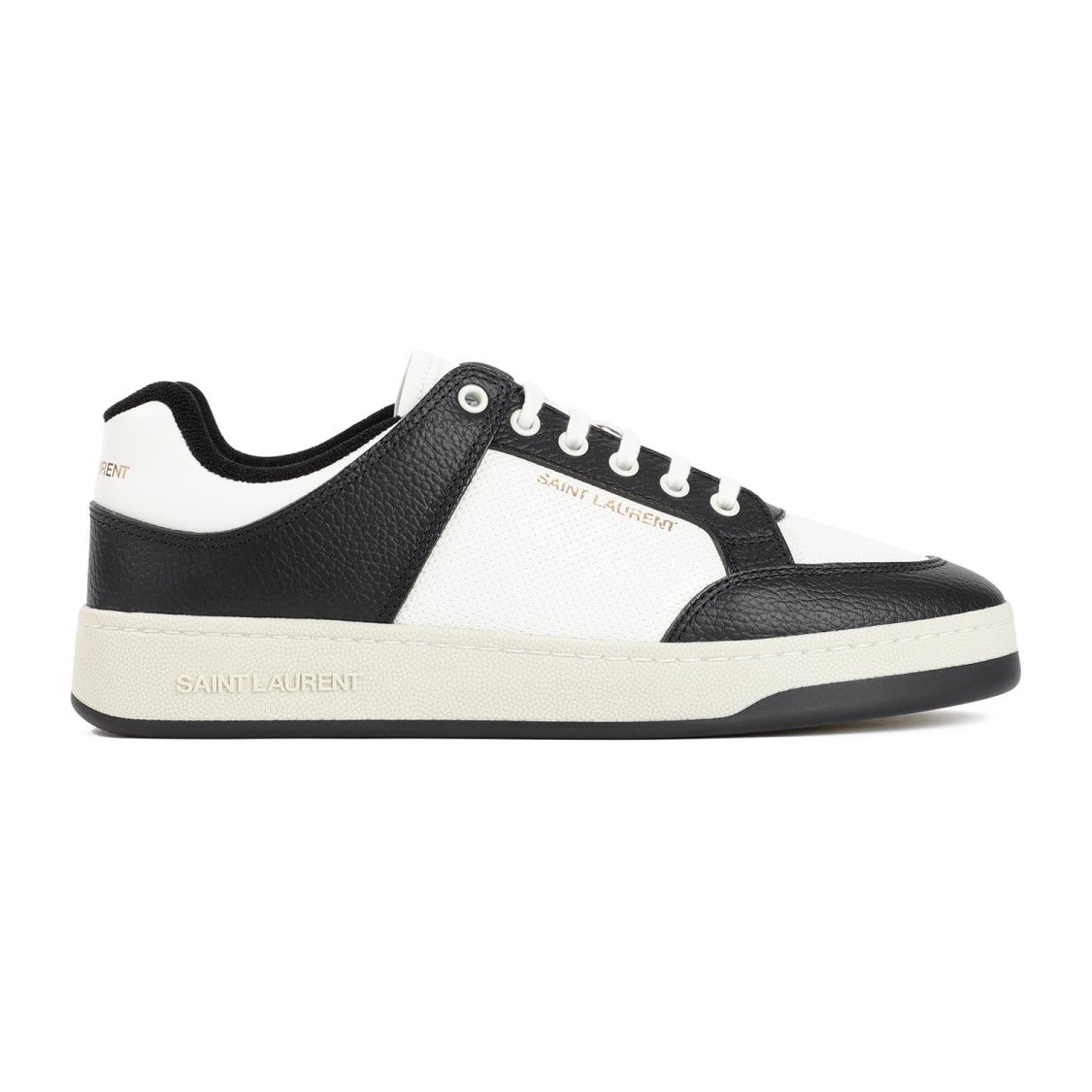 Shop Saint Laurent Grained Leather Sneakers In Black