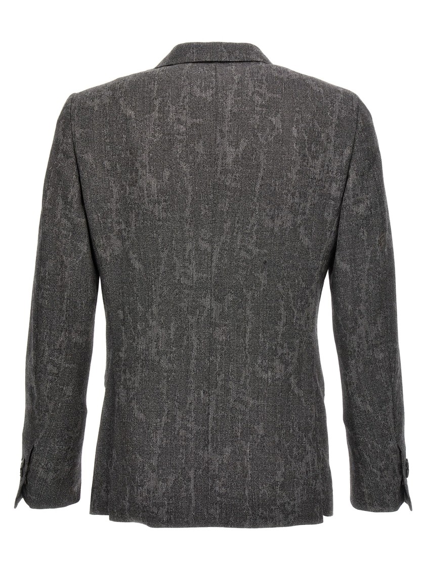 Maurizio Miri Double-breasted Wool Blazer With Textured Finish In Gray
