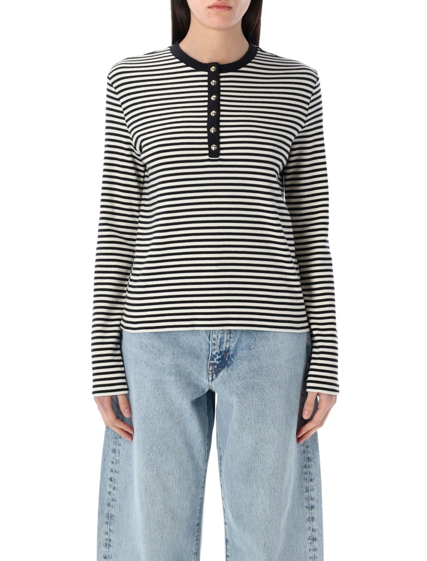 Shop Anine Bing Alessia Long Sleeve Tee In Multicolor