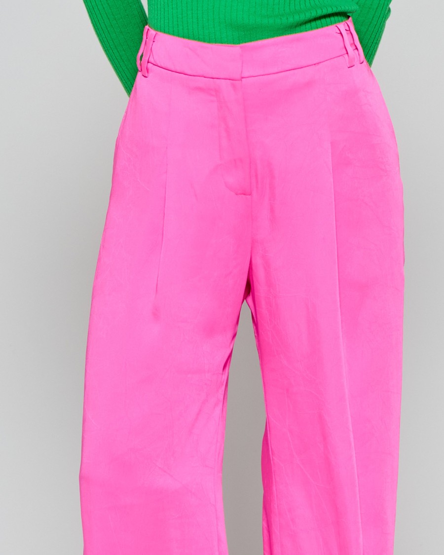 Serena Bute Crinkled Satin Wide-leg Trousers