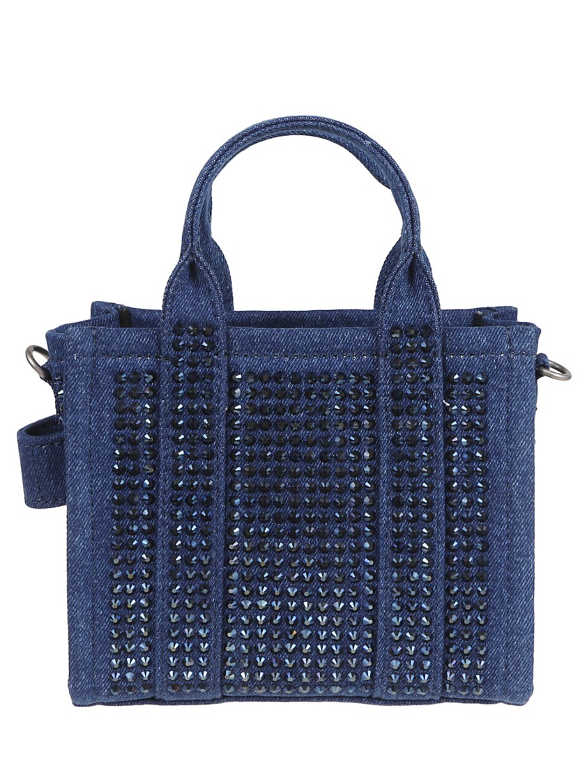 Marc Jacobs Cotton Denim Tote With Crystal Embellishments