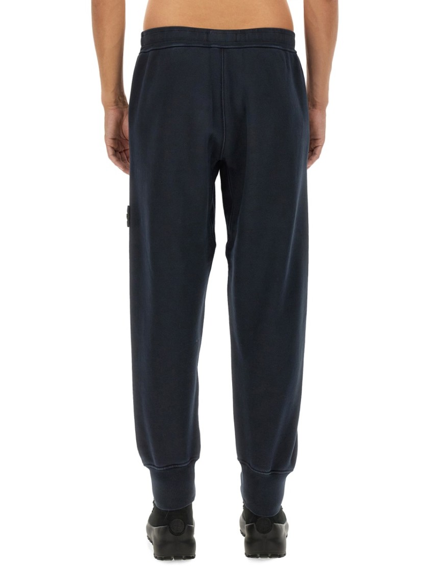 Stone Island Elastic Waistband Regular Fit Ribbed Cuffs Side Pockets In Blue