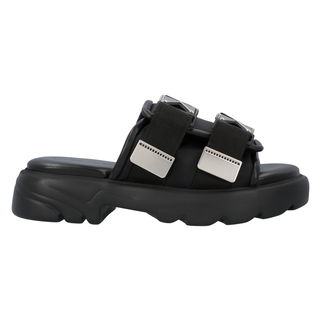 Bottega Veneta Flash Leather Dual-buckle Flat Sandals In Black