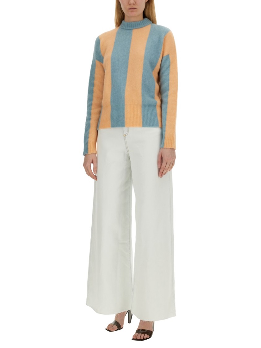 Alysi Stripe Detailed Knitted Sweater In Blue