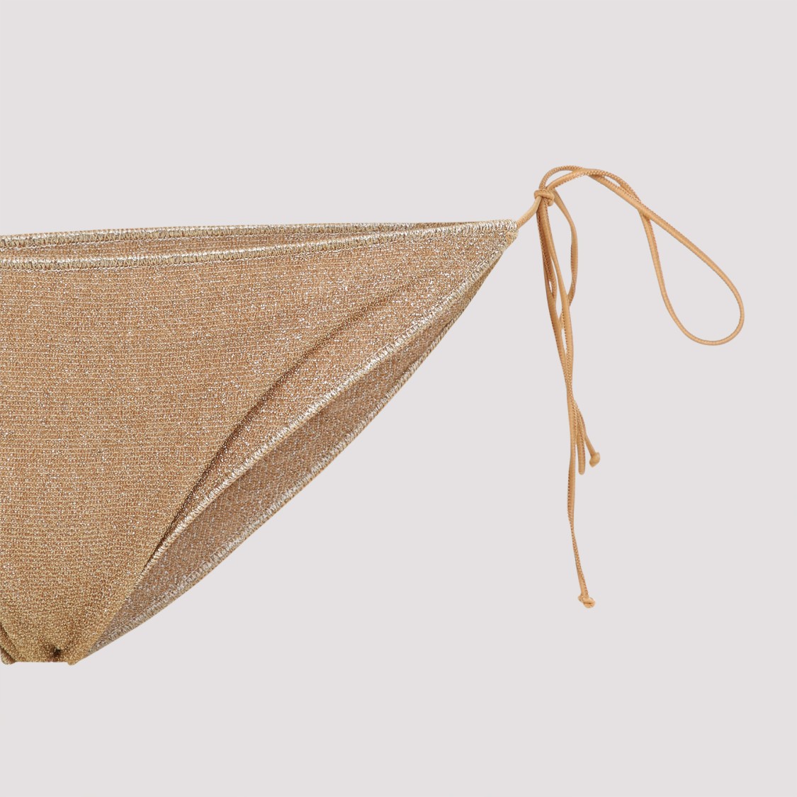 OSEREE OSÉREE METALLIC GOLD BIKINI WITH HALTERNECK DESIGN AND GLITTER FINISH 