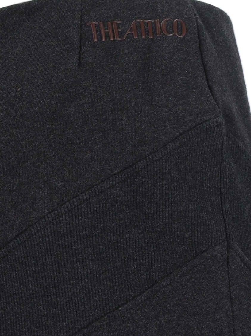 Attico Grey Midi Skirt With Logo Lettering And Handkerchief Hem In Cotton Woman In Gray