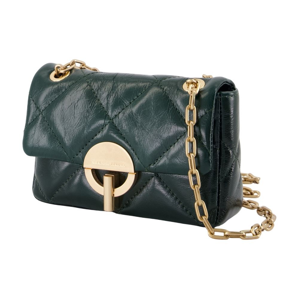 Vanessa Bruno Nano Moon Wallet On Chain - Leather - Green In Black