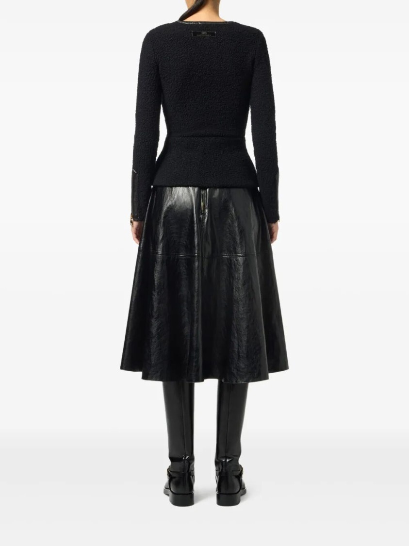 Elisabetta Franchi Flared Midi Skirt With High Waist In Black