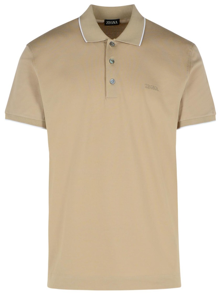 Shop Zegna Beige Cotton Polo Shirt In Neutrals