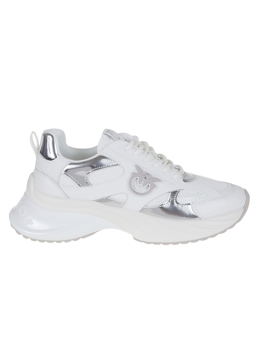 Shop Pinko Ariel Sneakers With Mirrored Effect In White