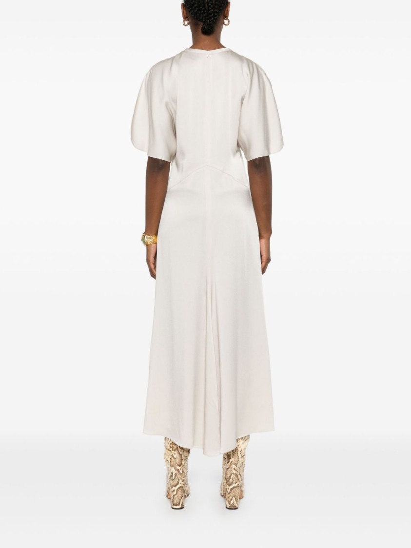 Isabel Marant Keany Midi Dress With Elegant Puff Sleeves In White