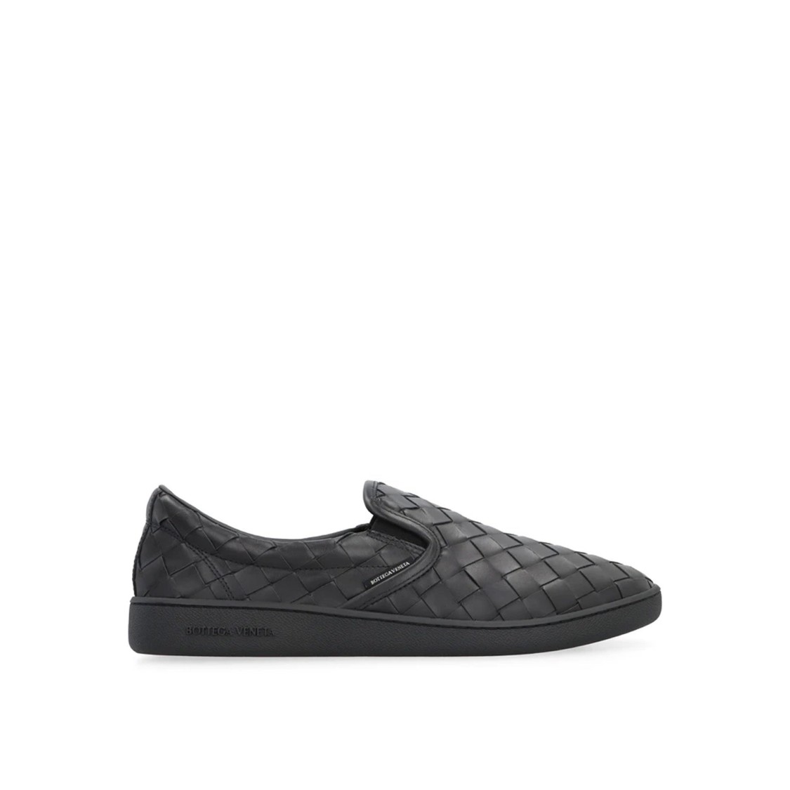 Bottega Veneta Sawyer Blue Slip-on Sneakers With Logo Detail And Intreccio Motif In Leather Man In Black