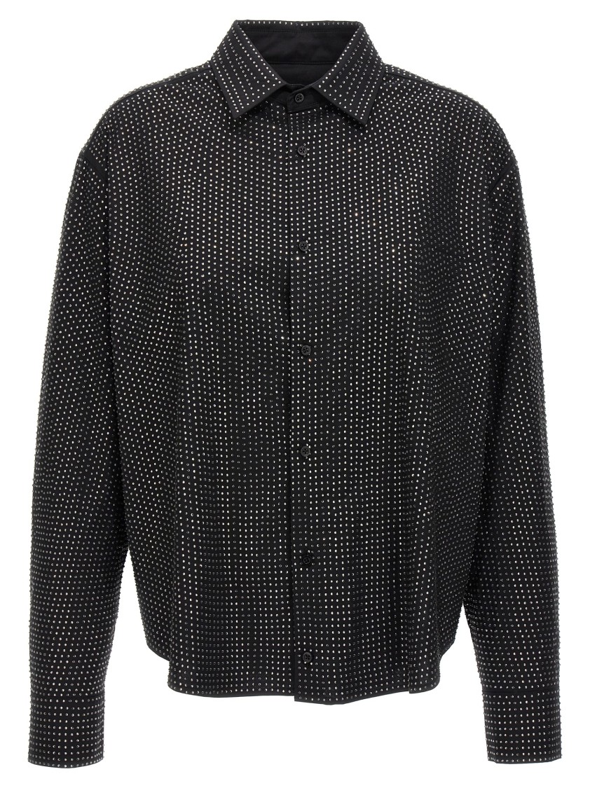 Giuseppe Di Morabito Crystal Studded Spread Collar Blouse In Black