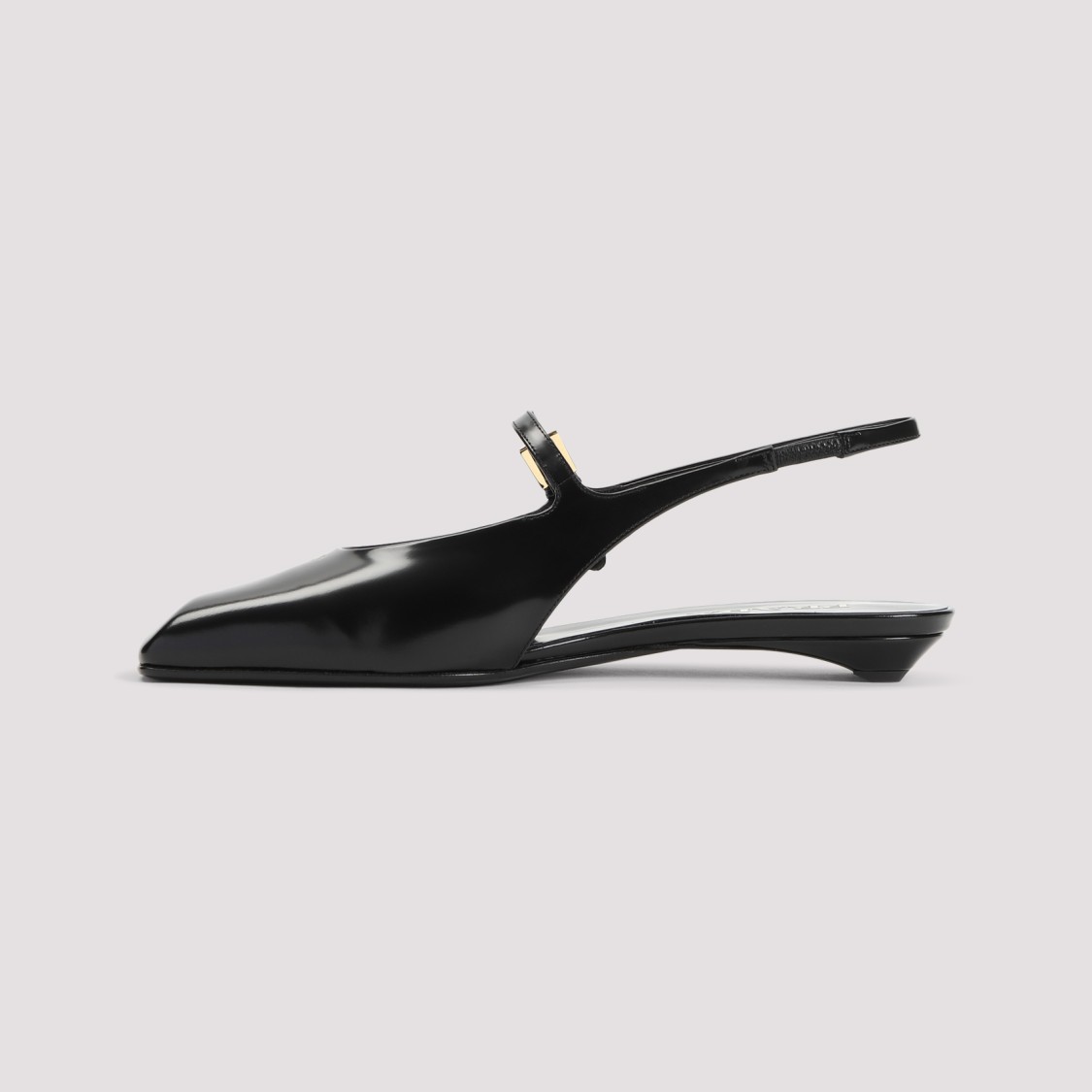 Prada Mary Jane Patent Pointy-toe Slingback Ballerina Flat In Black