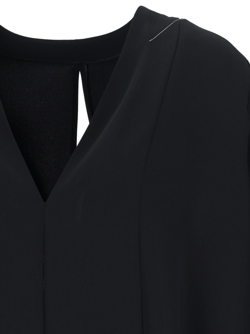 Shop Mm6 Maison Margiela Mm6 By Maison Margiela V-neck Midi Dress – Black