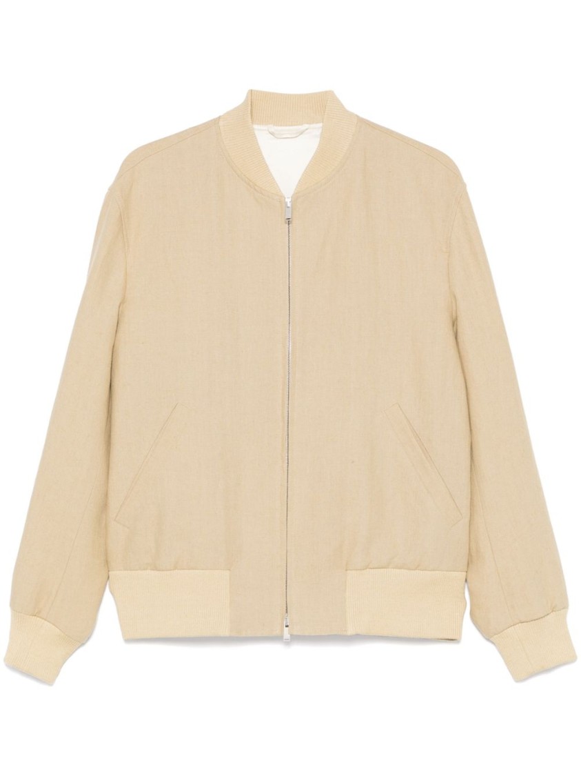 Lardini Ribbed Collar Jacket Side Pockets In Neutral