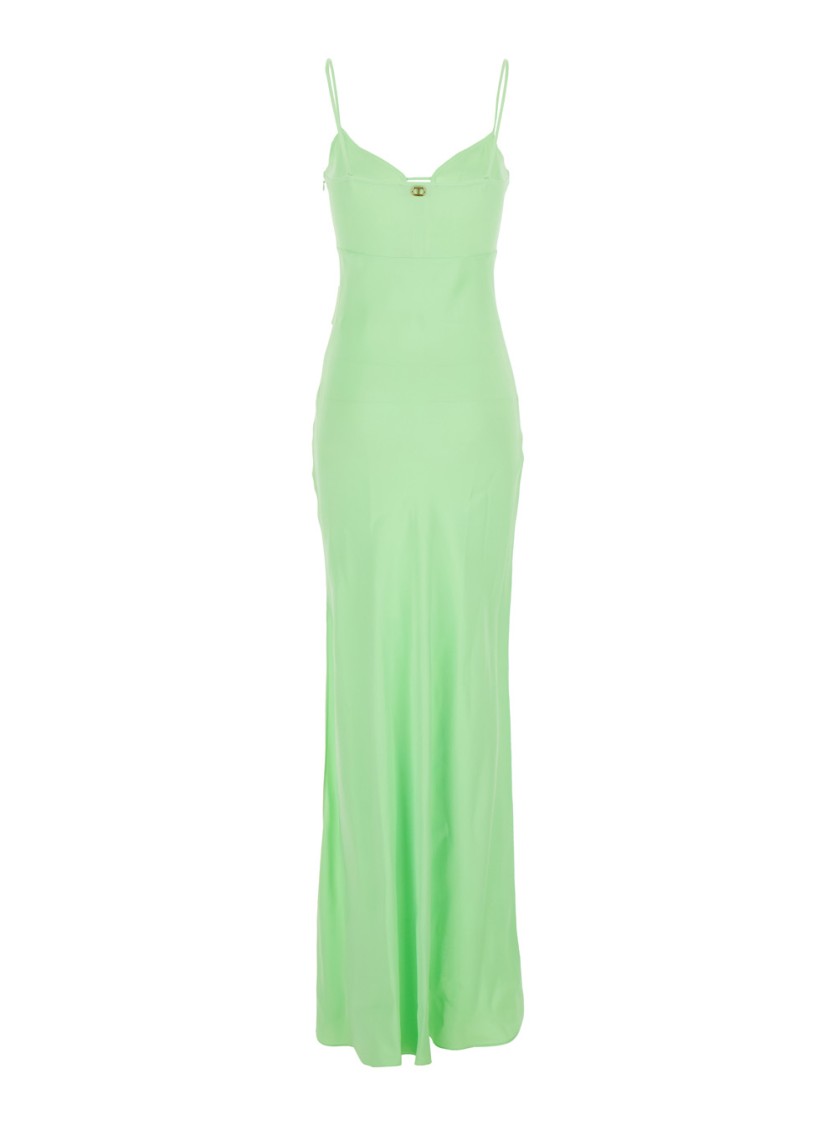 Shop Twinset Twin-set Green Long Dress With Thin Shoulder Straps