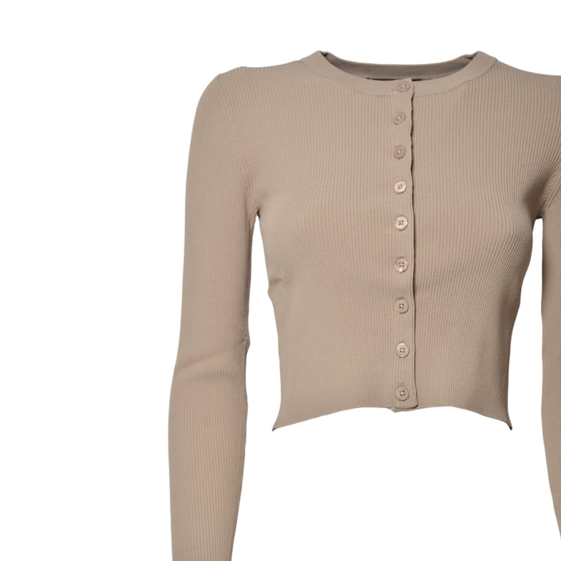Max Mara Fitted Cropped Cardigan With Ribbed Texture In Neutral