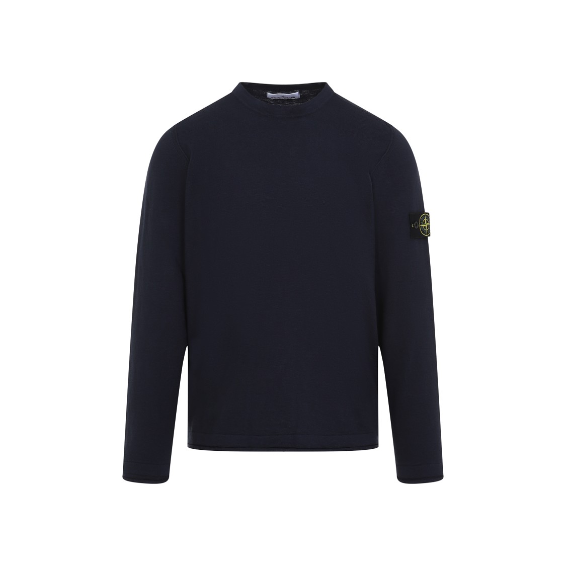 Shop Stone Island Blue Crew Neck Sweater With Logo Patch
