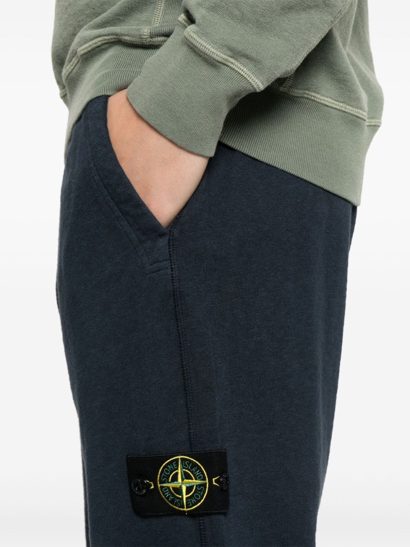 Stone Island Compass Patch Drawstring Jogger Pants In Blue