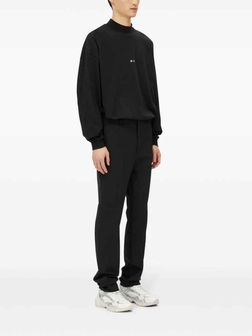 Msgm Straight-leg Tailored Pants With Button Closure In Black