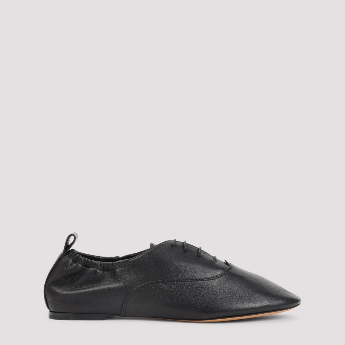 Lanvin Pointed-toe Leather Flats With Gathered Elastic Collar