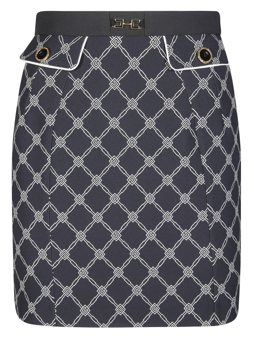 Elisabetta Franchi Mini Skirt With Geometric Chain-link Pattern