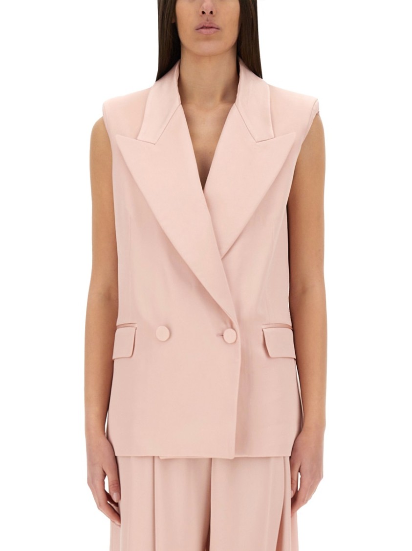 Shop Nina Ricci Double-breasted Sleeveless Jacket In Pink