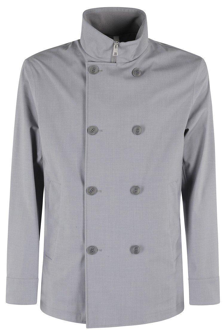 Duno Double Breasted Superlight Wool Blend In Grey