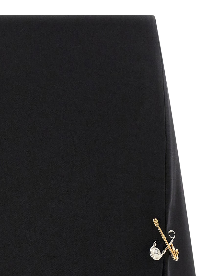 Versace Safety Pin A-line Wool Mini Skirt In Black