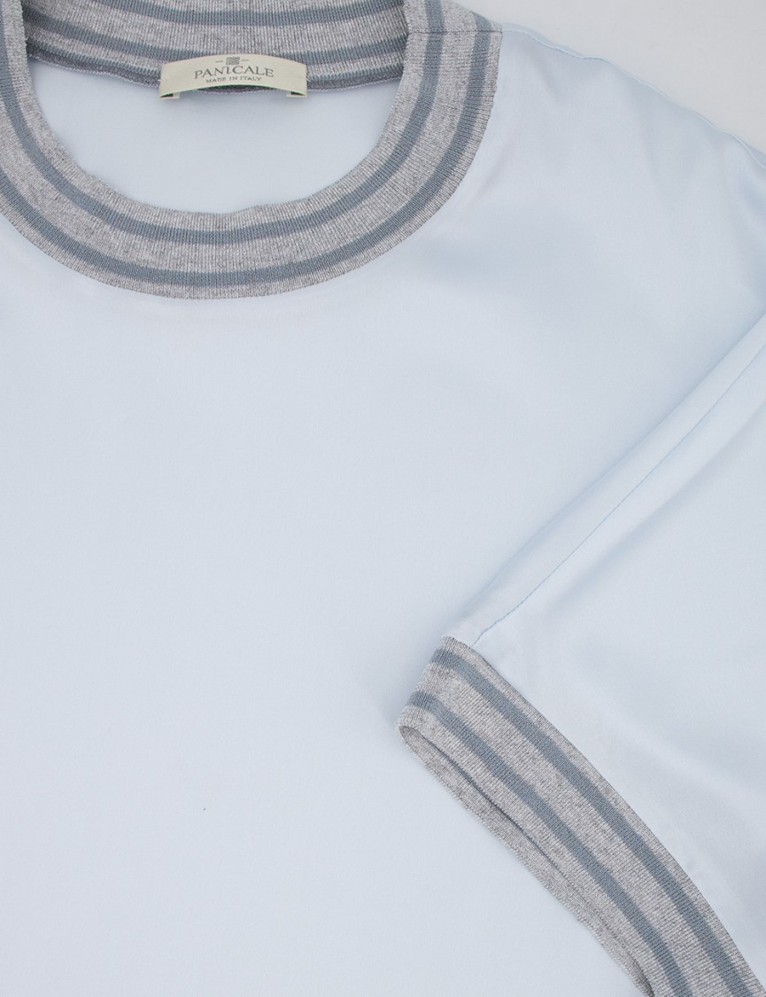 Panicale Silk Sweater With Contrast Edges In Blue