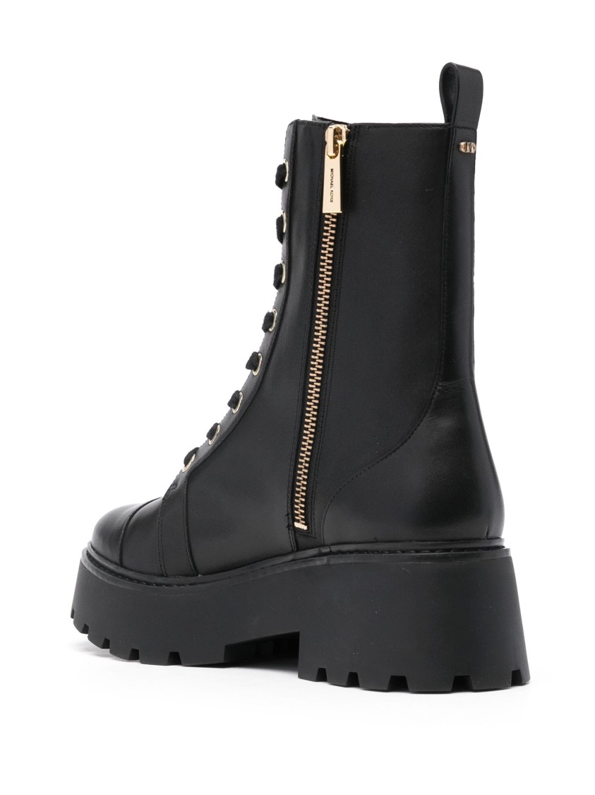Michael Kors Lace-up Ankle Boots With Rubber Sole In Black