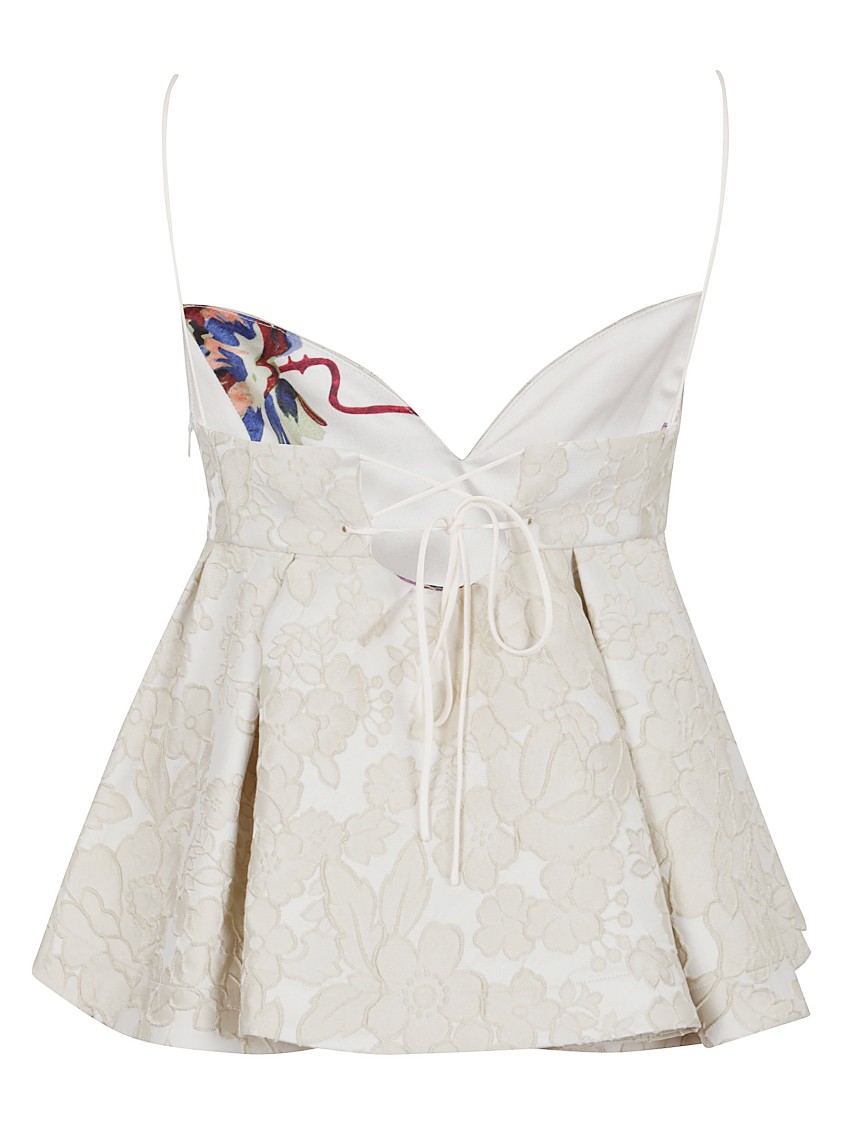 La Doublej La Double J Quilted Jacquard Satin Top With Peplum Hem In Gray