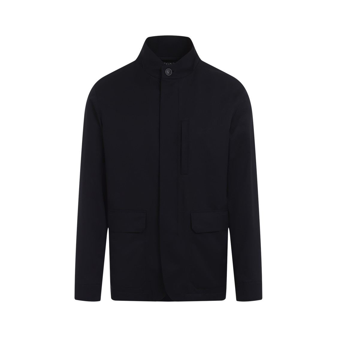 Shop Zegna Blue Navy Wool Over Jacket