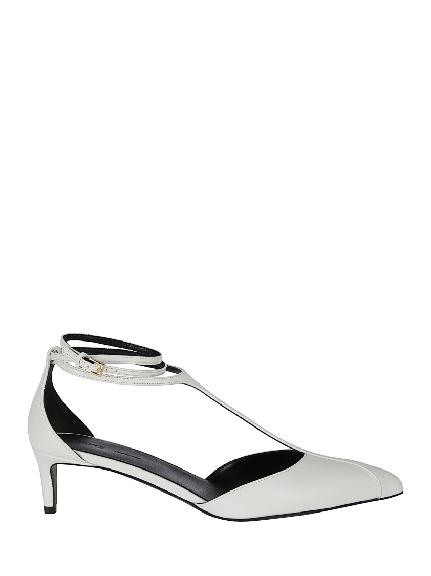 Shop Khaite White Leather Low Heel Sandal