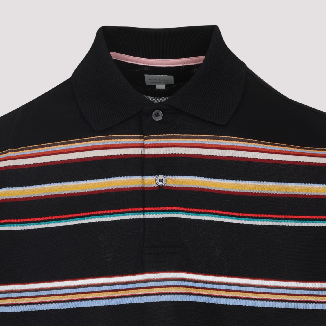 Paul Smith Black 'signature Stripe' Cotton-piqué Polo Shirt In Multi