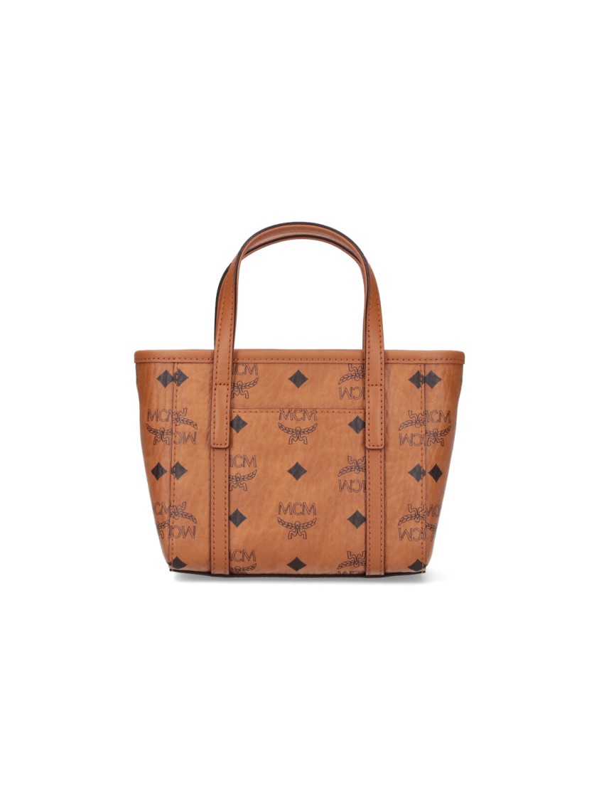 Mcm Mini Tote Bag With Zip Closure In Brown