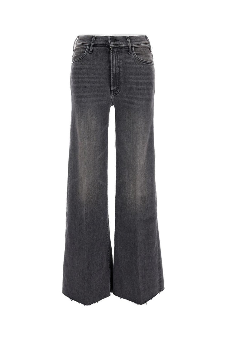 Mother Hustler Roller Sneak Fray Jeans In Gray