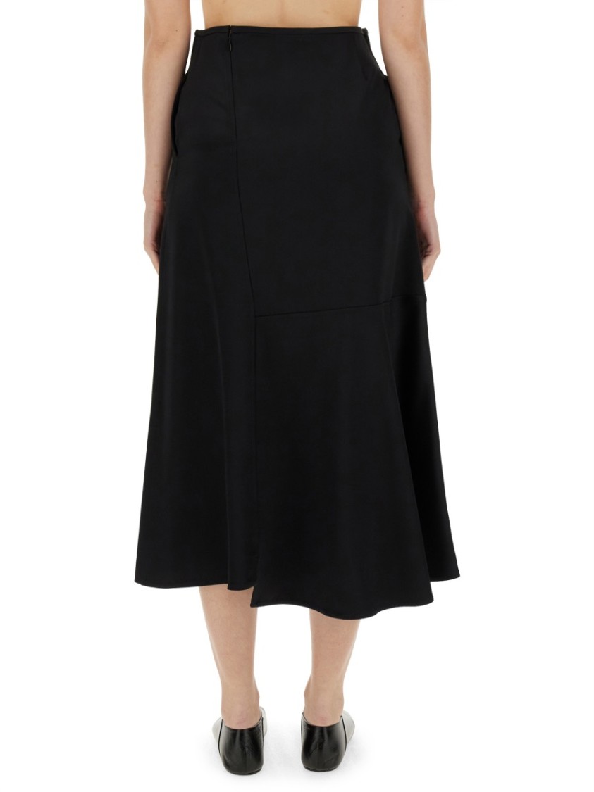 Shop Jil Sander Flared Black Midi Skirt