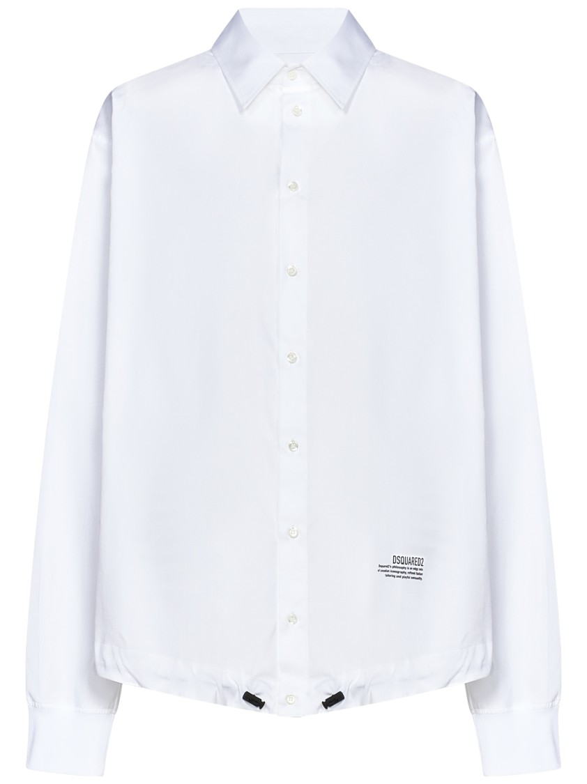 Shop Dsquared2 Bomber Shirt In White Cotton Poplin