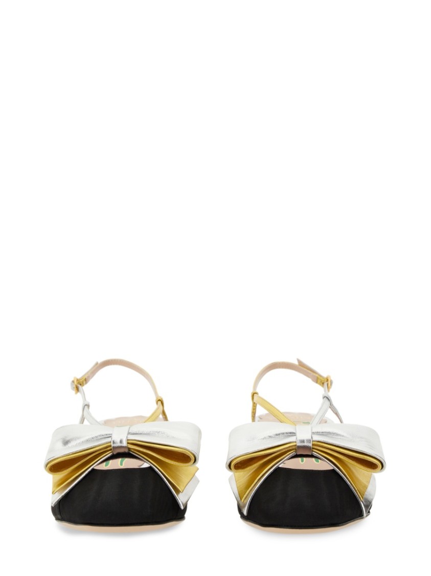 Valentino Slingback Decollete Bowow In Moire Tissue