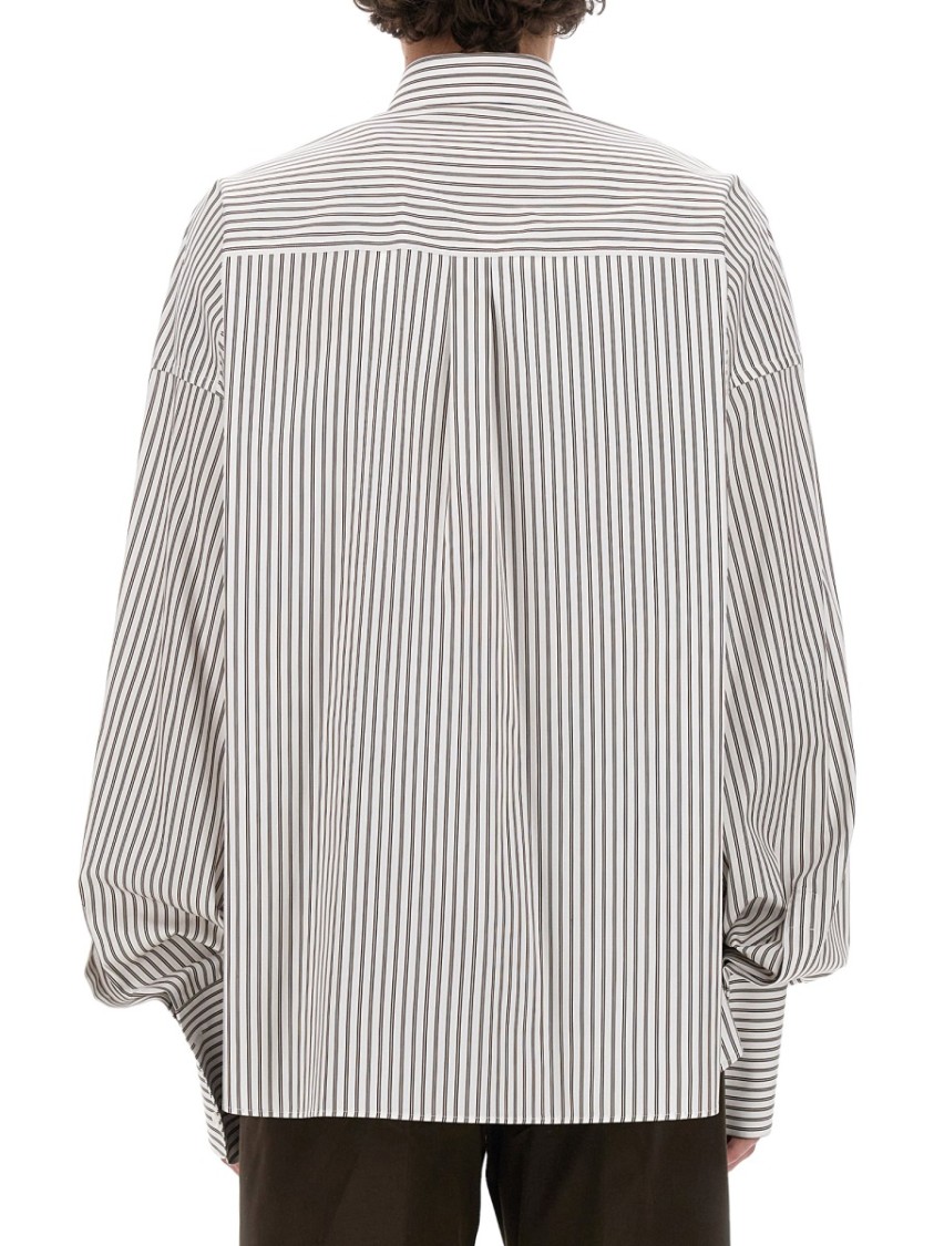 Dolce & Gabbana Camicia Oversize In Popeline A Righe In White