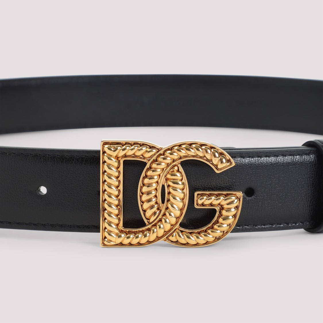 Dolce & Gabbana Adjustable Loop Stitched Belt In Black