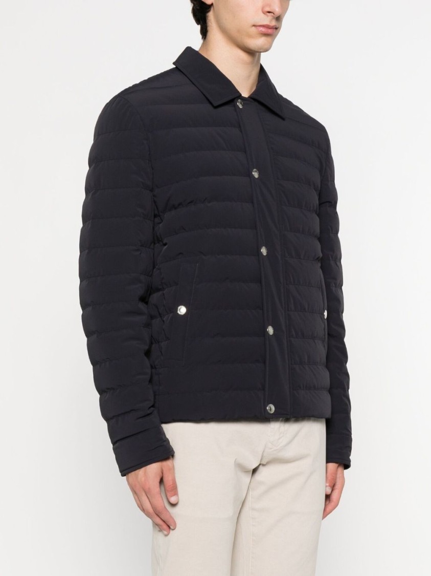 Brunello Cucinelli Dark Blue Nylon Short Jacket In Black