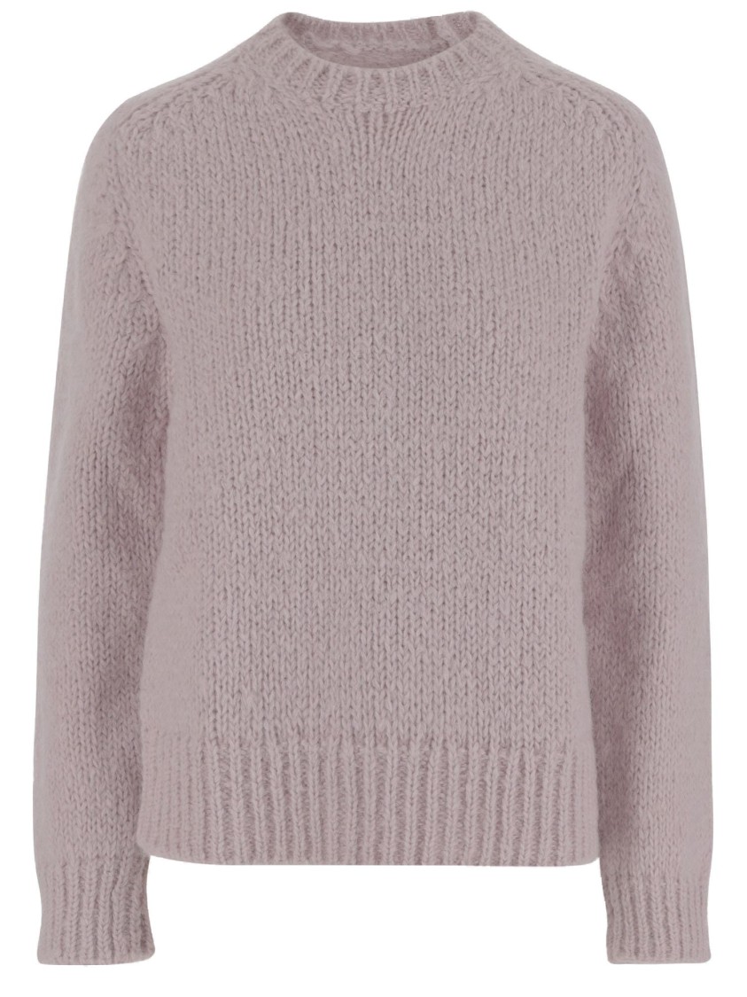 Jil Sander Wool Blend Crew Neck Sweater With Ribbed Details In Gray