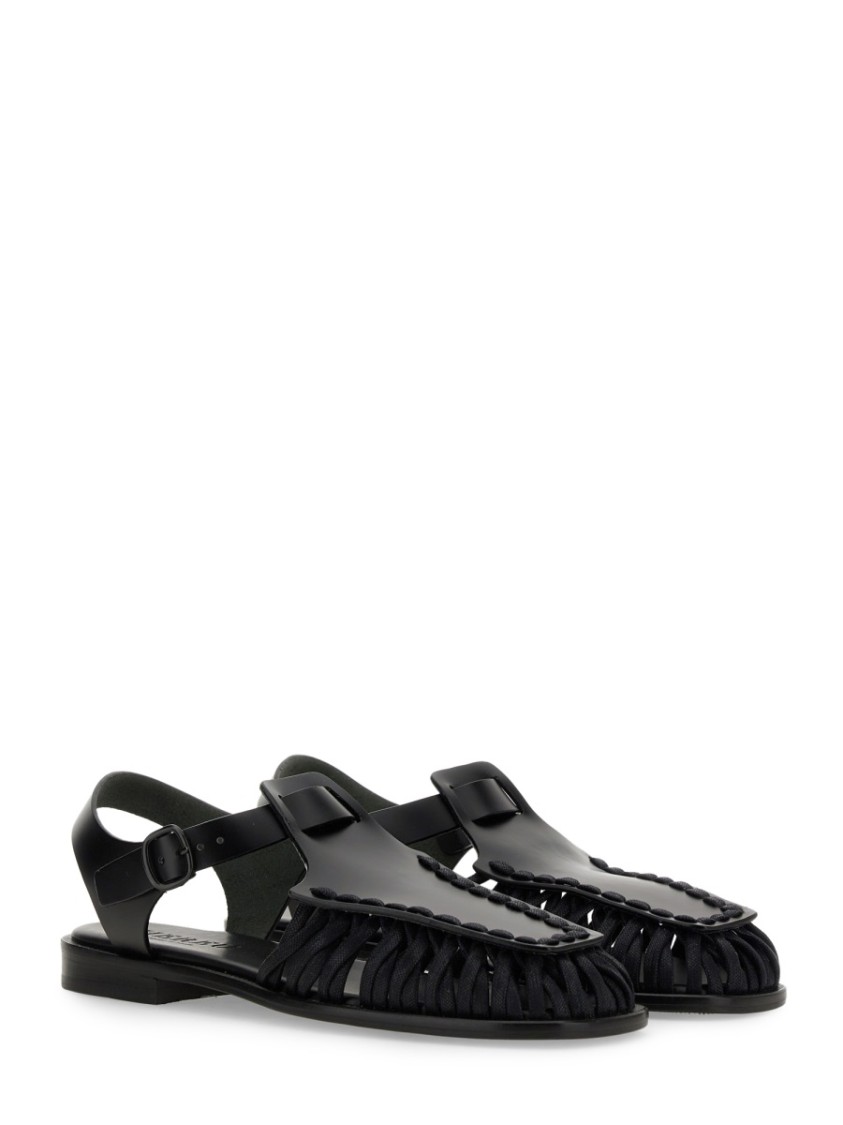 Hereu Smooth Grain Leather Cage Design Sandals